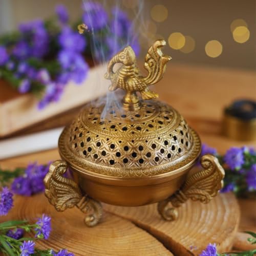 Image 1 of Default Title for the product Ritualistic Sanchi Brass Loban Lamp