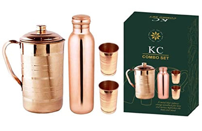 Image 1 of Default Title for the product KC Copper Water Bottle and Jug Combo Set - 1000 ml Bottle, 2000 ml Jug, 2 Glasses