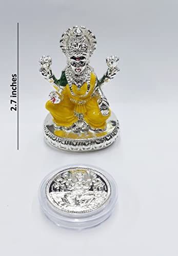 Image 2 of Gold Art India Chakra Laxmi 999 Silver Plated Idol for Mandir (3" Inch)