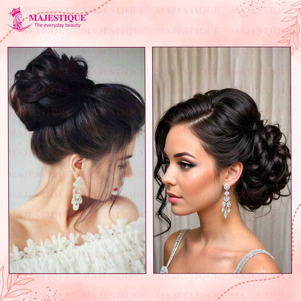 Image 5 of Majestique Messy Bun Artificial Hair Scrunchies, Hair Extensions With Elastic Rubber Band