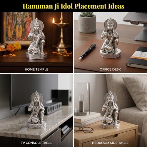 Image 5 of Dev Aastha 999 Silver Plated Hanuman Idol 7 Inch