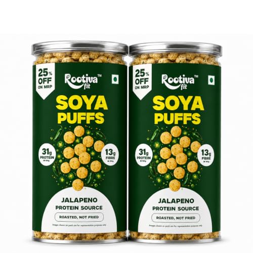 Image 1 of Default Title for the product ROOTIVAFIT Soya Puffs Jalapeno Flavour Roasted Snack 90g Pack of 2