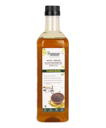 Image 2 of 1 Litre / Pack of 1 for the product Ramnoor Pure Organic Wood Pressed Black Mustard Oil