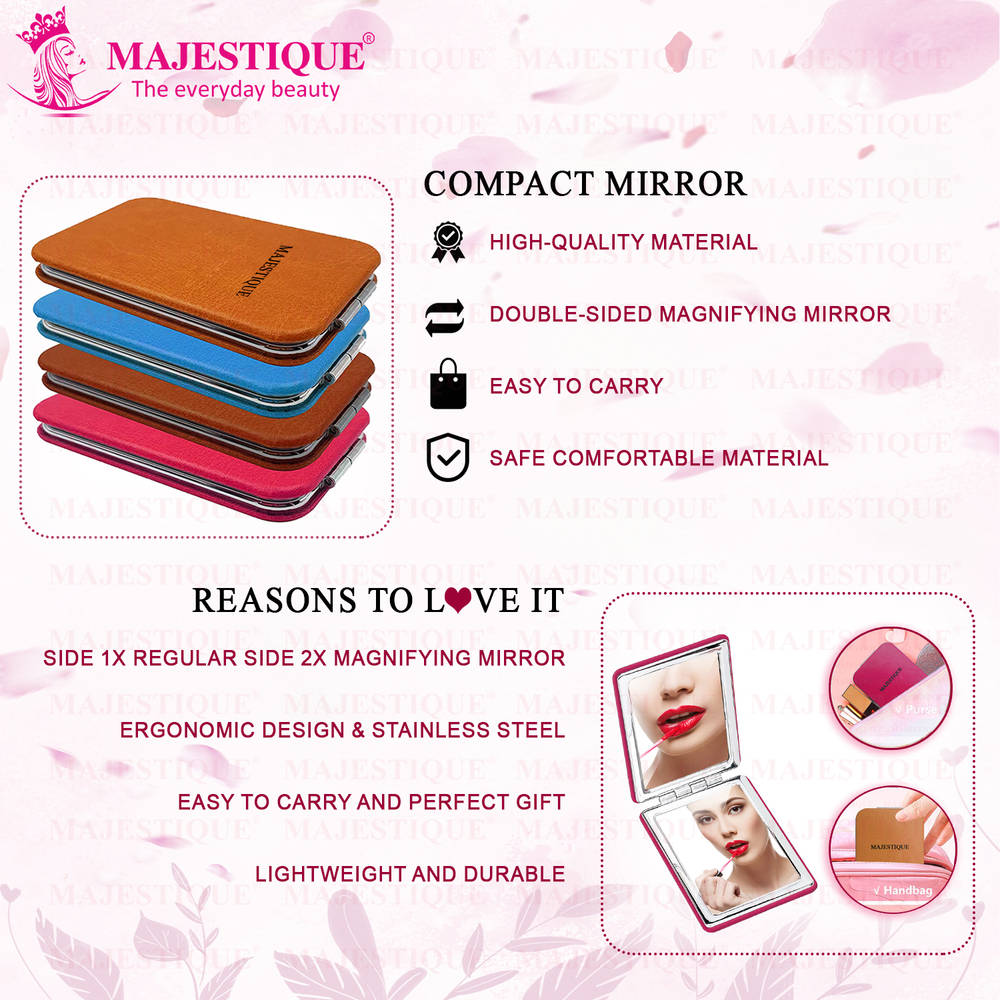 Image 5 of Majestique Compact Hand Mirror, Leatherette Texture For Men And Women