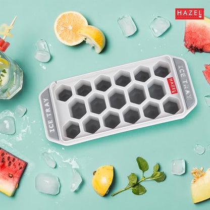 Image 2 of HAZEL Ice Cube Tray with Honeycomb Design & Silicone at Bottom for Easy Removal, Grey