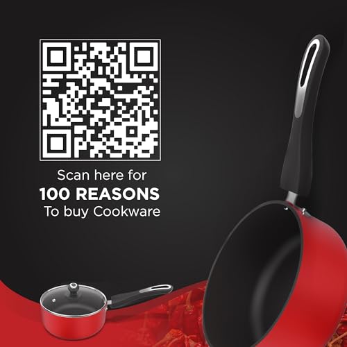 Image 5 of Preethi Dura Collection Non Stick Milk Pan | 16 cm | 5 Star Non Stick | Gas & Induction Compatible | Chilly Red | 1L | 1 Piece | Aluminium