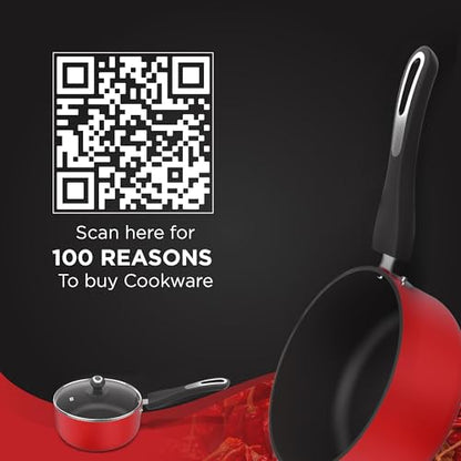 Image 5 of Preethi Dura Collection Non Stick Milk Pan | 16 cm | 5 Star Non Stick | Gas & Induction Compatible | Chilly Red | 1L | 1 Piece | Aluminium