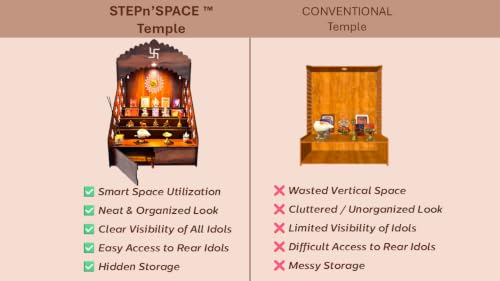 Image 3 of STEPn'SPACE Wooden Temple with 3 Steps & LED Size XXL- W48 x D38 x H70 cm