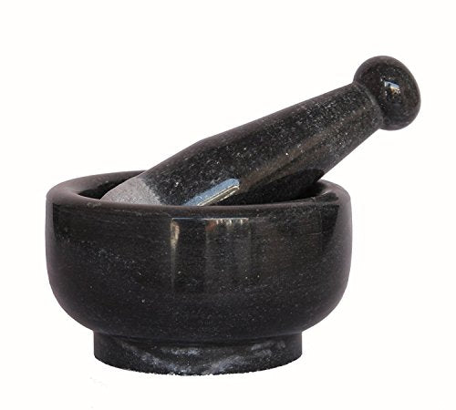 Image 5 of KLEO 5" Wide Black Natural Stone Mortar and Pestle Set