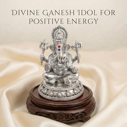Image 3 of Dev Aastha Silver Plated Ganesh Idol 3 Inch with Gift Box