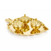 Image 1 of Default Title for the product Spillbox Brass Leaf-Shape Puja Thali With 3 Attached Bowls - 3 Leaf Bowl - Small