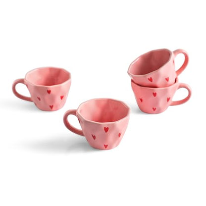 Image 2 of ExclusiveLane Poppy Hearts Ceramic Coffee Mugs Set of 4 (210 ml)