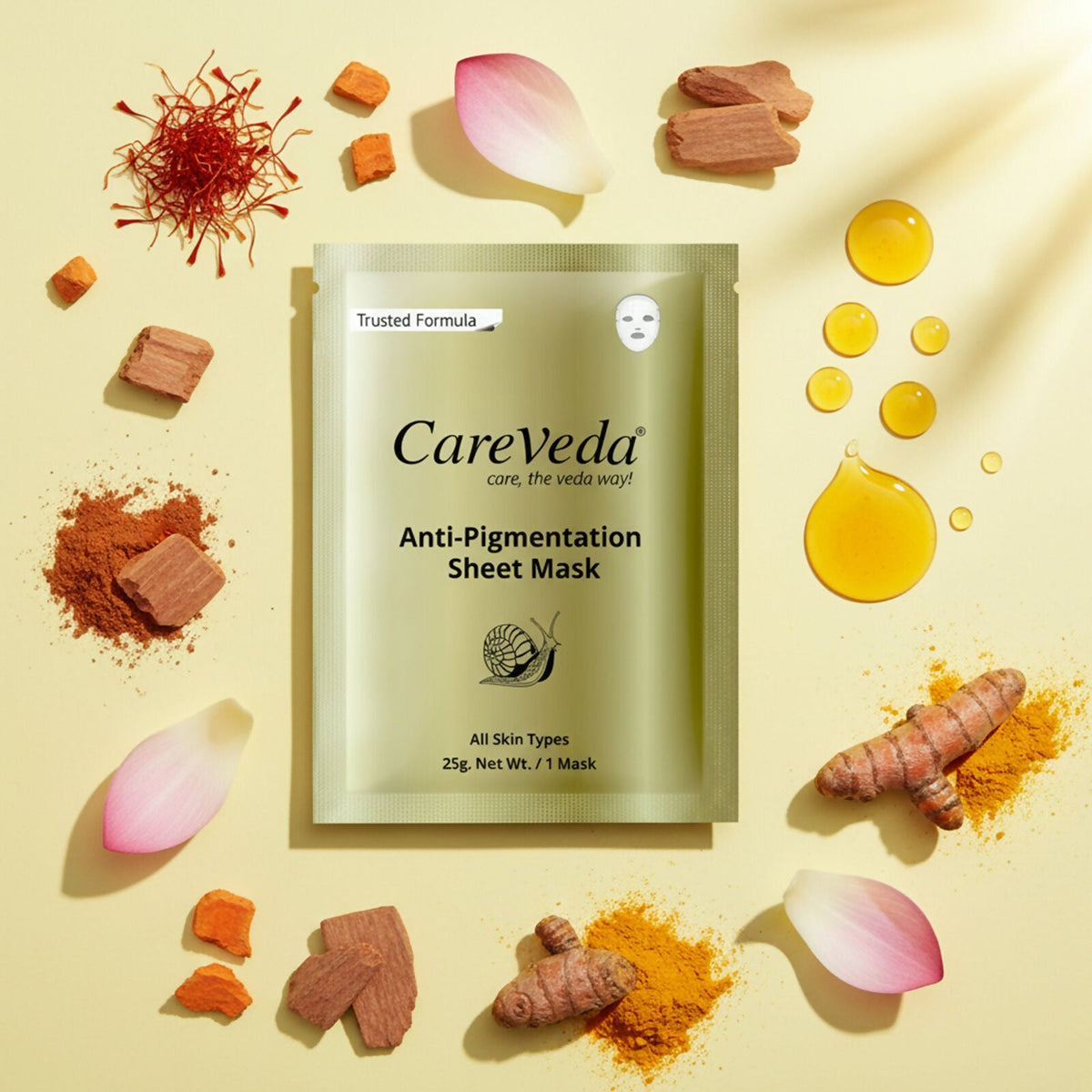 Image 3 of CareVeda Tone & Glow Anti Pigmentation Sheet Mask Suitable For All Skin Types