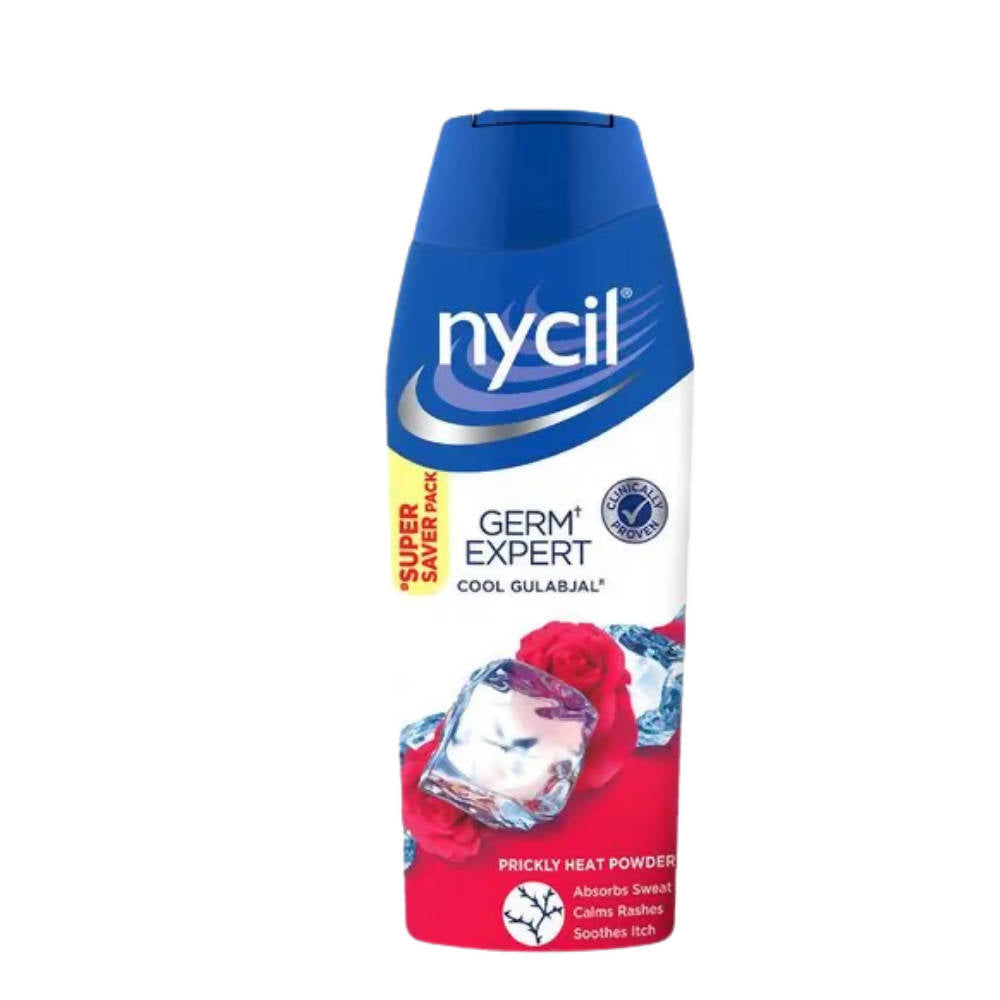 Image 1 of 150 gm / Pack of 1 for the product Nycil Germ Extert Cool Gulabjal Prickly Heat Talcum Powder