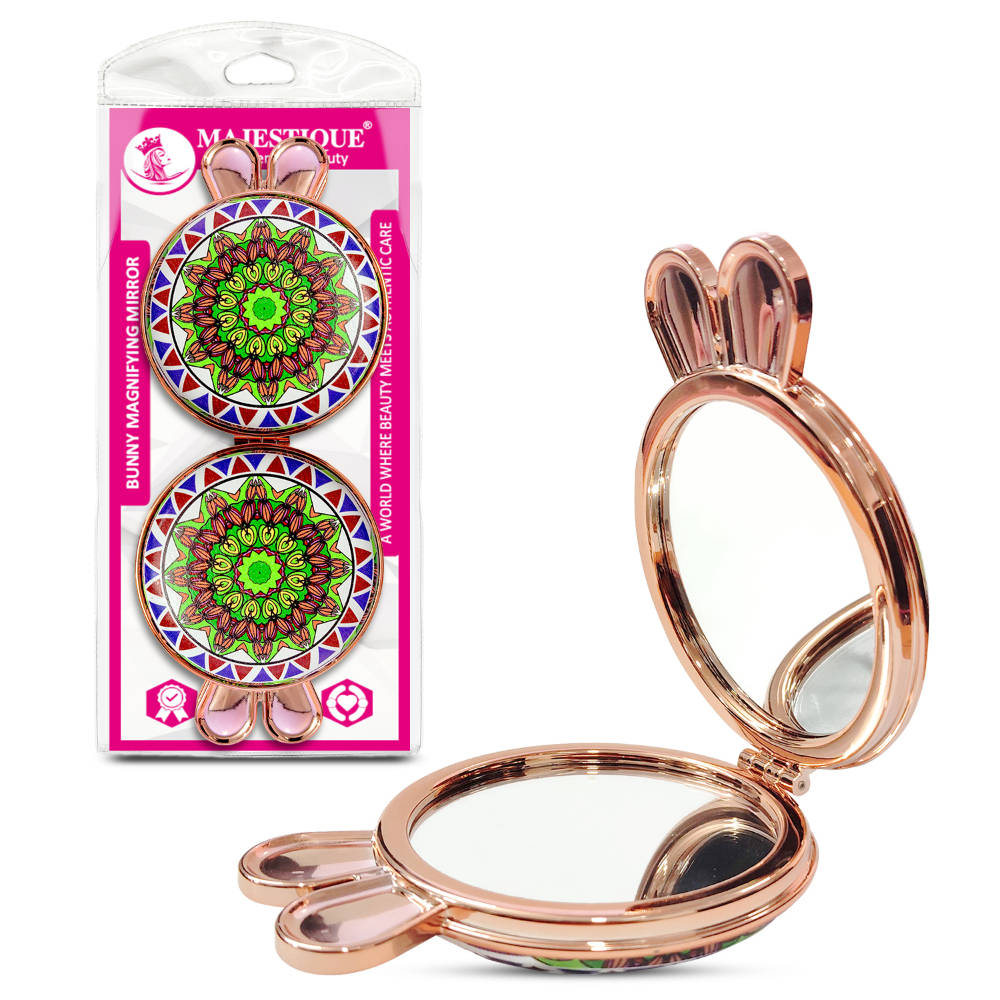Image 1 of 1 pc for the product Majestique Bunny Magnifying Foldable Compact Hand Mirror