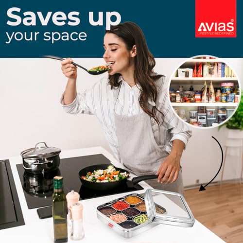 Image 6 of AVIAS 9-in-1 Stainless Steel Masala/Spice Box
