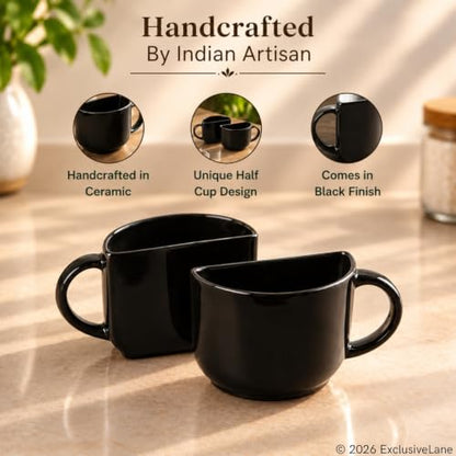 Image 3 of ExclusiveLane Unique Half Ceramic Tea Cups Set of 2 (130 ML)