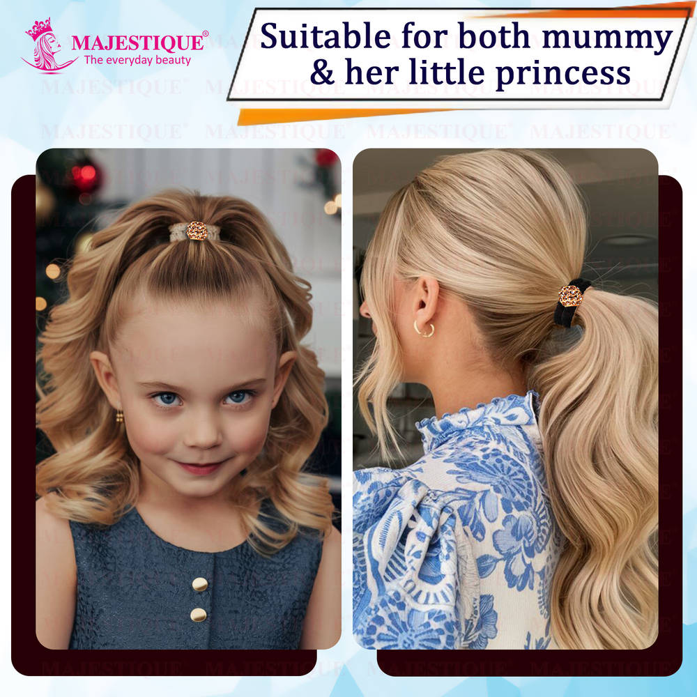 Image 4 of Majestique Thick Woven Hair Elastics With Glitter Beads - Multicolor