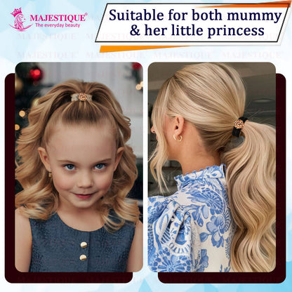 Image 4 of Majestique Thick Woven Hair Elastics With Glitter Beads - Multicolor