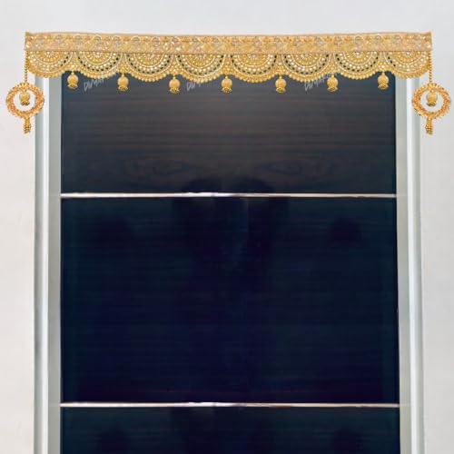 Image 7 of Divyakosh Handmade Golden Lace Toran/Bandarwal for Home Decoration | Door Hanging for Main Entrance, 94 Cm,Fabric & Artficial Flower