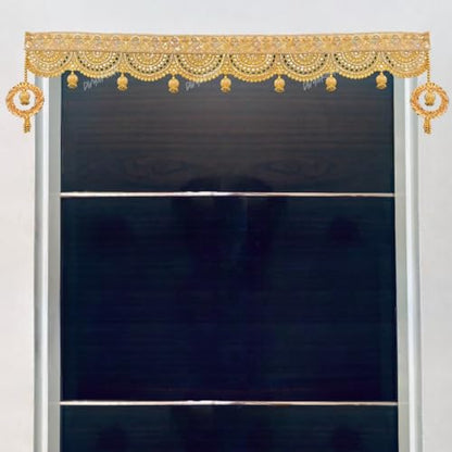 Image 7 of Divyakosh Handmade Golden Lace Toran/Bandarwal for Home Decoration | Door Hanging for Main Entrance, 94 Cm,Fabric & Artficial Flower