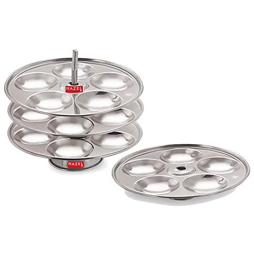 Image 2 of HAZEL Stainless Steel Medium Idli Plate with Stand, 4-Rack Plates, 20 Idlis