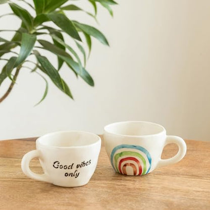 Image 2 of ExclusiveLane Rainbow Bright Hand-Painted Ceramic Coffee Mug Set of 2 220 ML