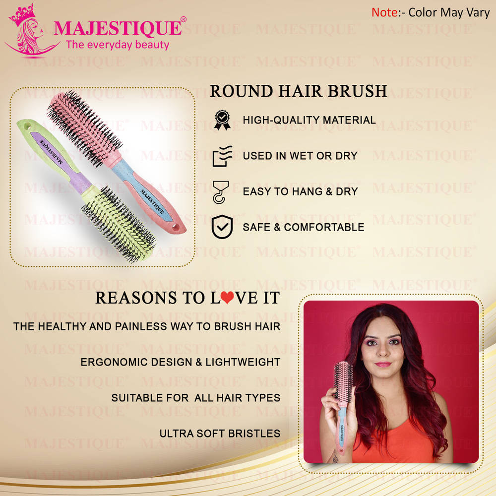 Image 6 of Majestique Roller Hair Brush for Blow Drying & Hair Styling - Nylon Bristles - Color May Vary