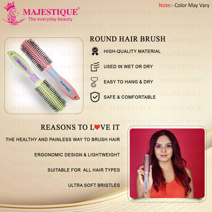 Image 6 of Majestique Roller Hair Brush for Blow Drying & Hair Styling - Nylon Bristles - Color May Vary