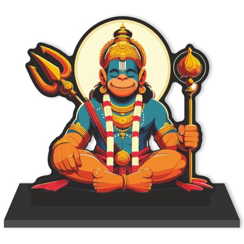 Image 1 of Default Title for the product CVANU Wooden Idols & Figurine Table Top Hanuman Ji Decorative Item Religious Showpiece for Study Table| Office Desk| Book Shelf| Gift| Home Decoration (6inch X 5.9inch)_S493