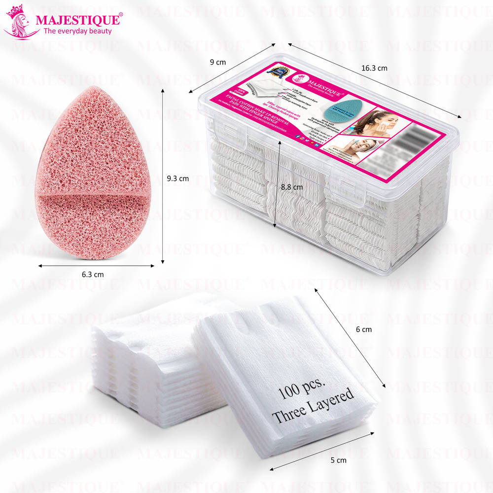 Image 2 of Majestique Cotton Face Pads with Reusable Sponge