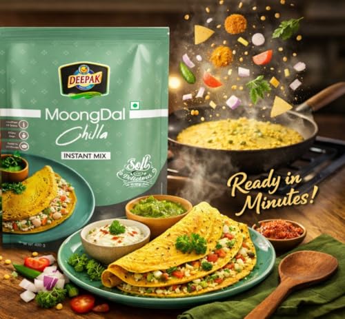 Image 4 of Deepak Moong Dal Chilla Instant Mix | High Protein Healthy Breakfast | Quick & Easy To Prepare | Soft & Delicious Chilla Mix