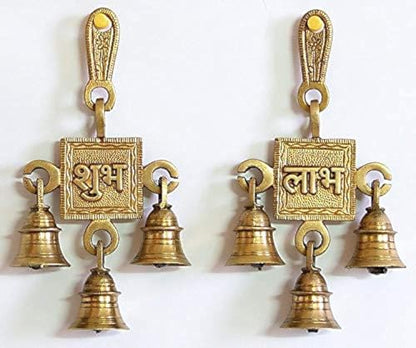 Image 1 of 6.5 Inch for the product Uapan Brass Hanging Bells Religious (Shubh_Labh, Gold)