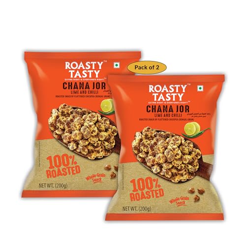 Image 1 of Default Title for the product Roasty Tasty Roasted Chana Jor Lime & Chilli 400g (Pack of 2)