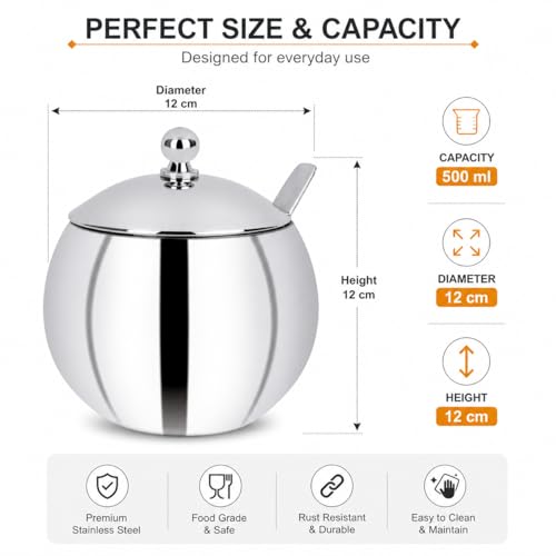Image 3 of KC Stainless Steel Ghee Pot/Pickle Container 500 ML with Spoon