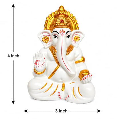 Image 3 of Hanuman Ji Car Dashboard Idol | Bahubali Hanuman ji Home Temple, Office Desk & Living Room Decor | Premium Black Meditation Pose Showpiece (White and Golden)