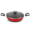 Image 1 of Default Title for the product Preethi Dura Collection Non Stick Kadai, 24 cm, with Glass Lid, Gas & Induction Compatible, 5 Star Non Stick Effect, Chilly Red