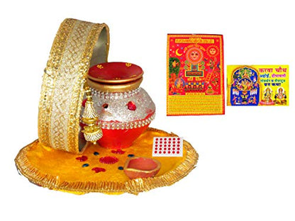 Image 1 of Default Title for the product Suninow Silver Karwa Chauth Pooja Thali Set