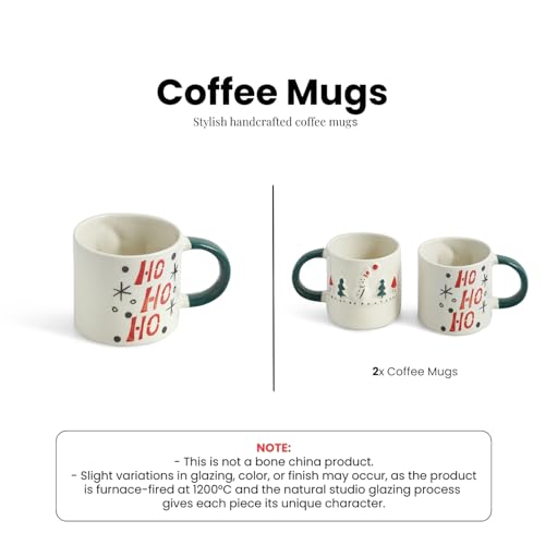 Image 6 of ExclusiveLane Christmas Charm Hand-Embossed Ceramic Coffee Mug Set of 2, 330 ML