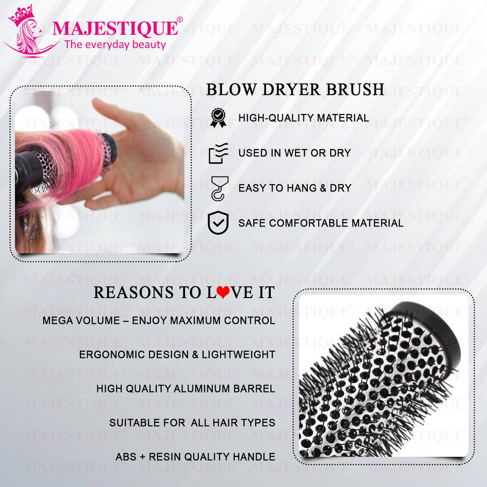 Image 4 of Majestique Blow Dry Hair Roller Brush Large Ceramic Ion Brush Drying Straightening Curling