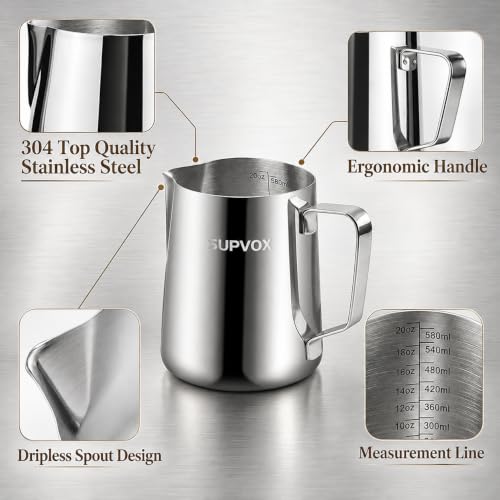 Image 4 of Supvox Milk Frothing Pitcher 600ml Capacity 20oz Scale with Decorating Pen