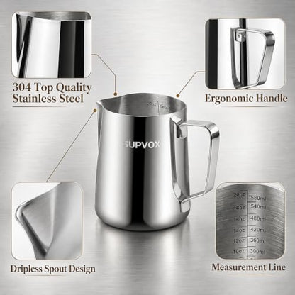 Image 4 of Supvox Milk Frothing Pitcher 600ml Capacity 20oz Scale with Decorating Pen