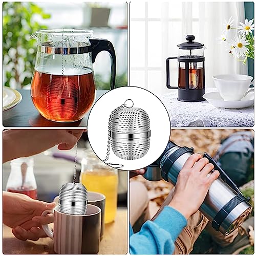 Image 7 of Supvox Tea Infuser with Chain & Drip Tray 304 SUS 2.1" Fine Mesh Strainer