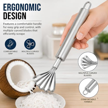 Image 4 of SHREESHANN Stainless Steel Multipurpose Creative New Scraper Digger Grater Slicer Portable Kitchen Knife Tool for Coconut Peeling Removing Scales from Fish (Pack of 1)