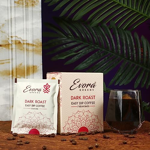 Image 3 of Evora Greens Dark Roast Coffee Dip Bags | AA Grade Arabica Coffee | Strong Café Style Brew | Ready in Minutes | Makes 7 Cups
