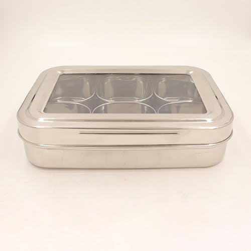 Image 3 of Spillbox Stainless Steel Spice Box Set for Kitchen 6cup with 1 spoon