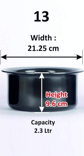 Image 4 of Sumeet Aluminum 3Mm Hard Anodised Tope,Black-13 23 Liters,Non-Stick