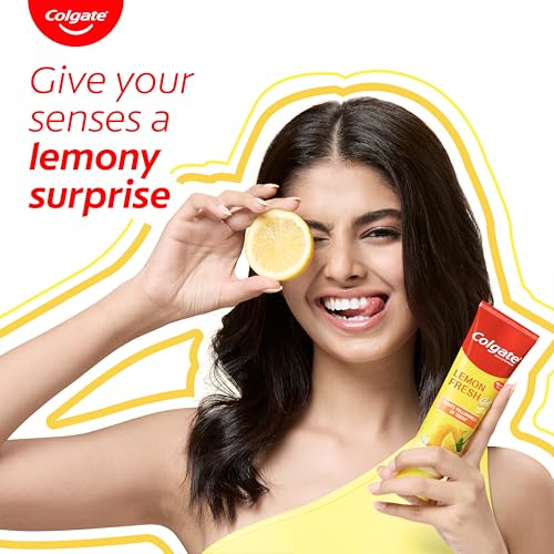 Image 2 of Colgate Lemon Fresh Gel Toothpaste, Fights Yellowness of Teeth, Freshens Breath 120gm/4.3 Oz (240g (120g x 2))