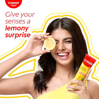 Image 2 of Colgate Lemon Fresh Gel Toothpaste, Fights Yellowness of Teeth, Freshens Breath 120gm/4.3 Oz (240g (120g x 2))