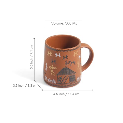 Image 7 of ExclusiveLane Warli Village Tales Ceramic Coffee Mugs Set of 2 (300 ml)